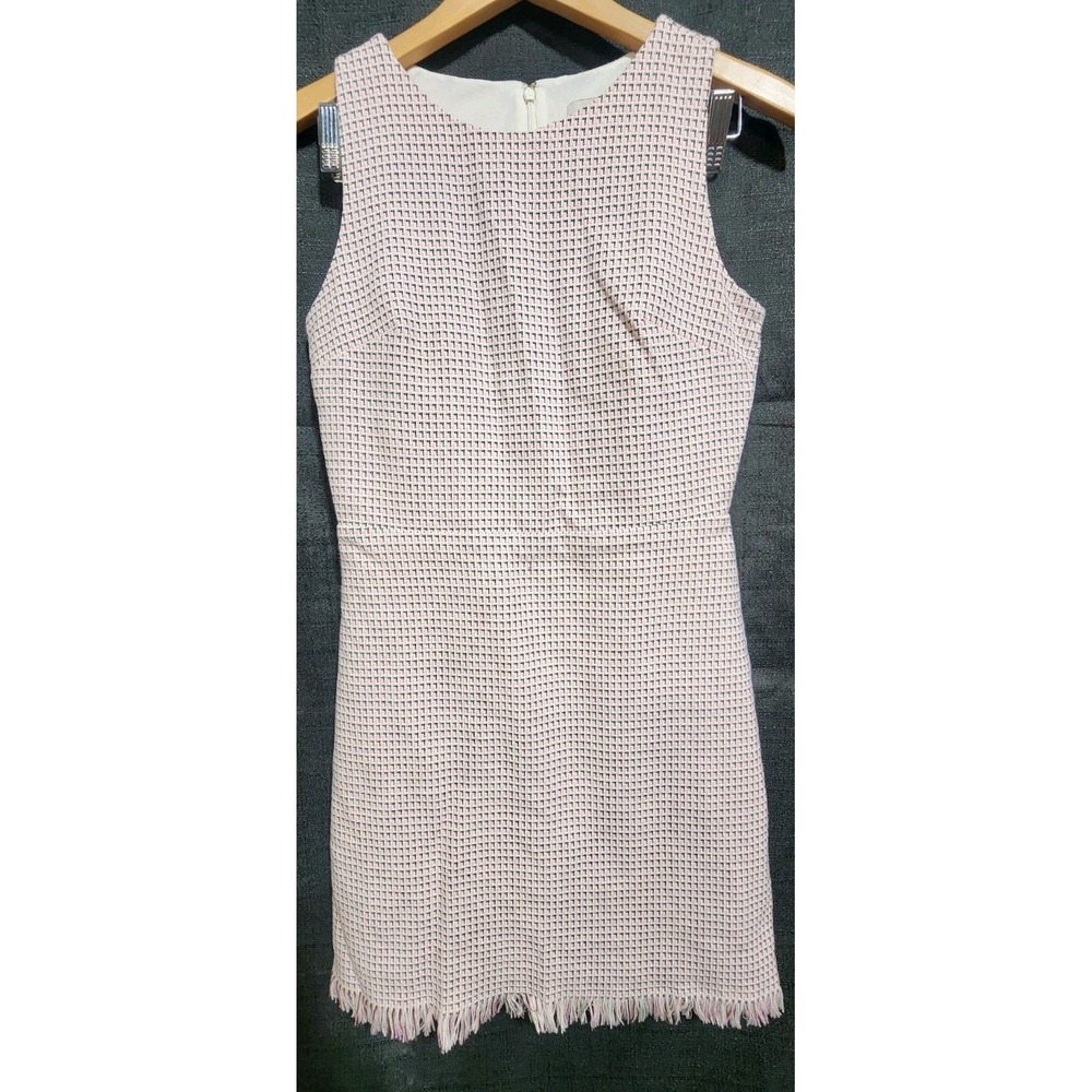 LOFT Tweed Dress Office Buisness Pink Black White Sleeveless Womans Sz 2 NWOT